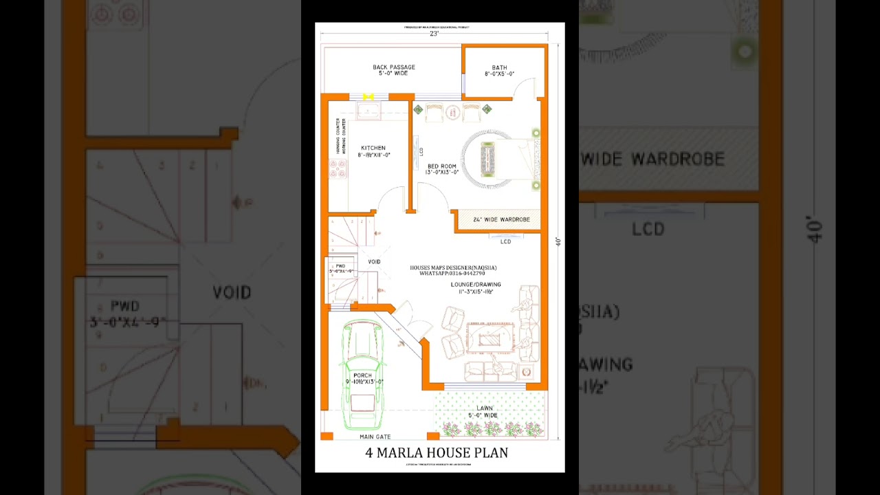 23' X 40' House Plan | 23x40 Home Plan | 23 by 40 house map with 1 BHK Parking #shorts