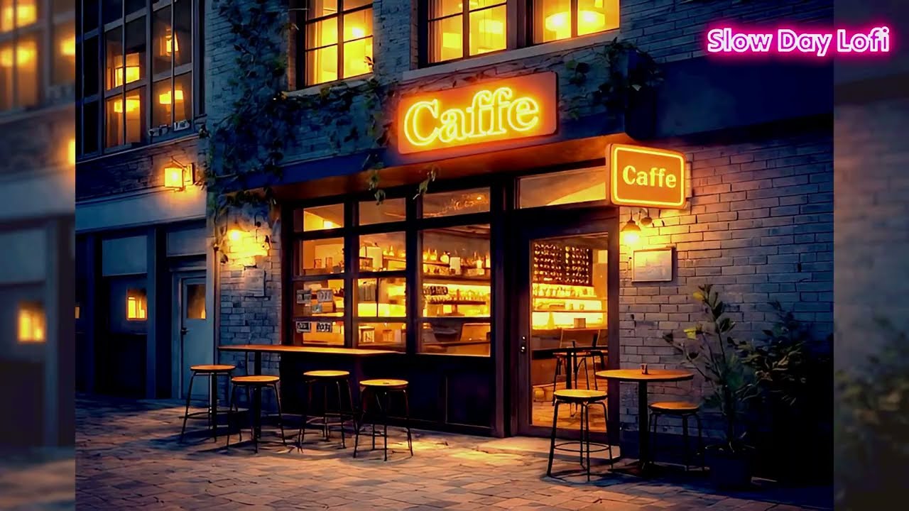 Quiet Night Coffee Shop Lofi | 1 Hours Calm Music for Night Focus, Relax, and Study - Slow Day Lofi