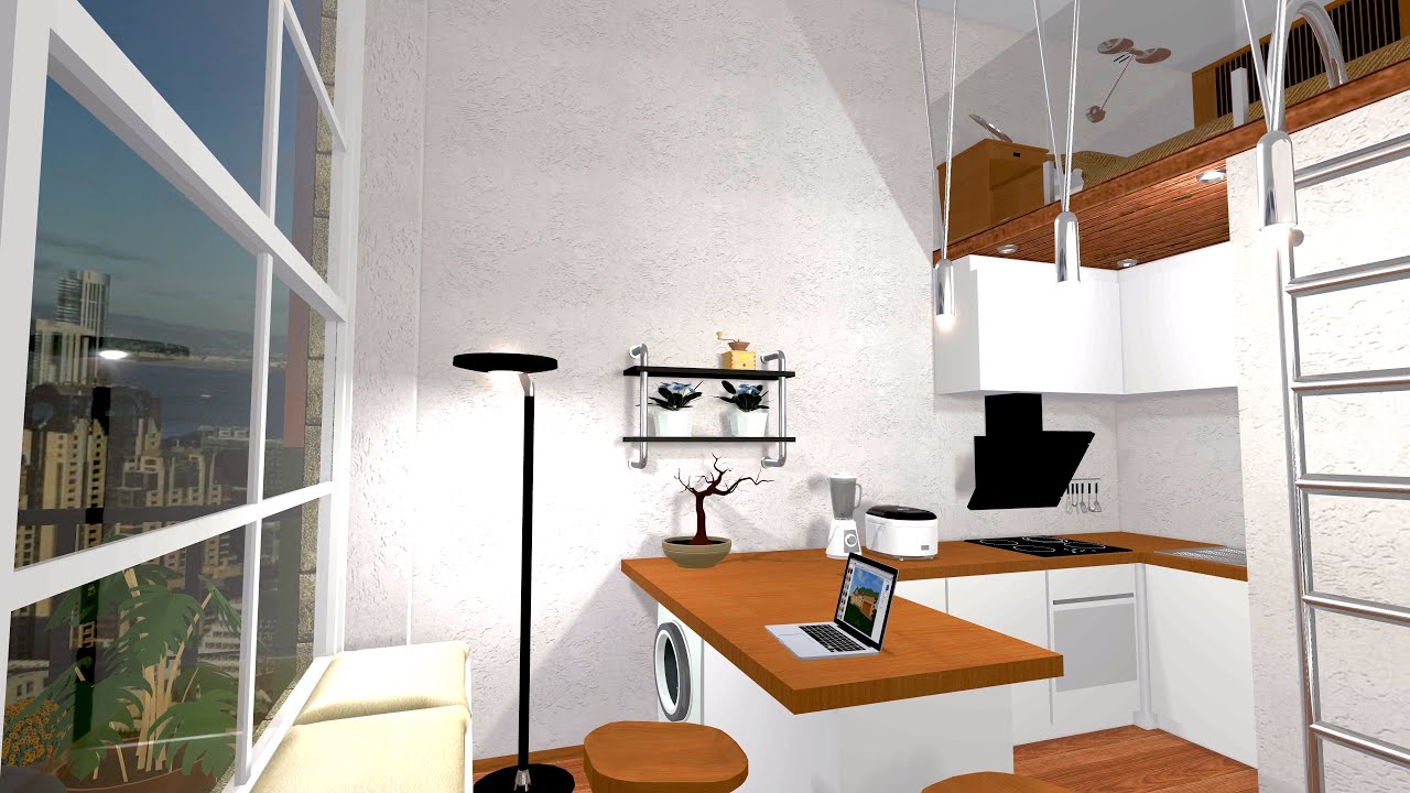 3D Tiny Apartment Interior Design 300 Sqft