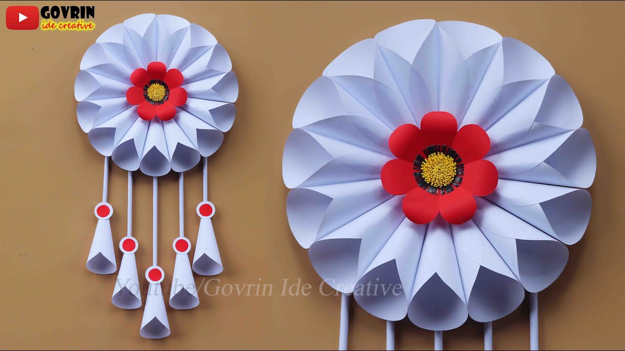 Paper Flower Wall Hanging - Ide Kreatif Hiasan Dinding dari Kertas Origami - Hiasan Kamar Cantik