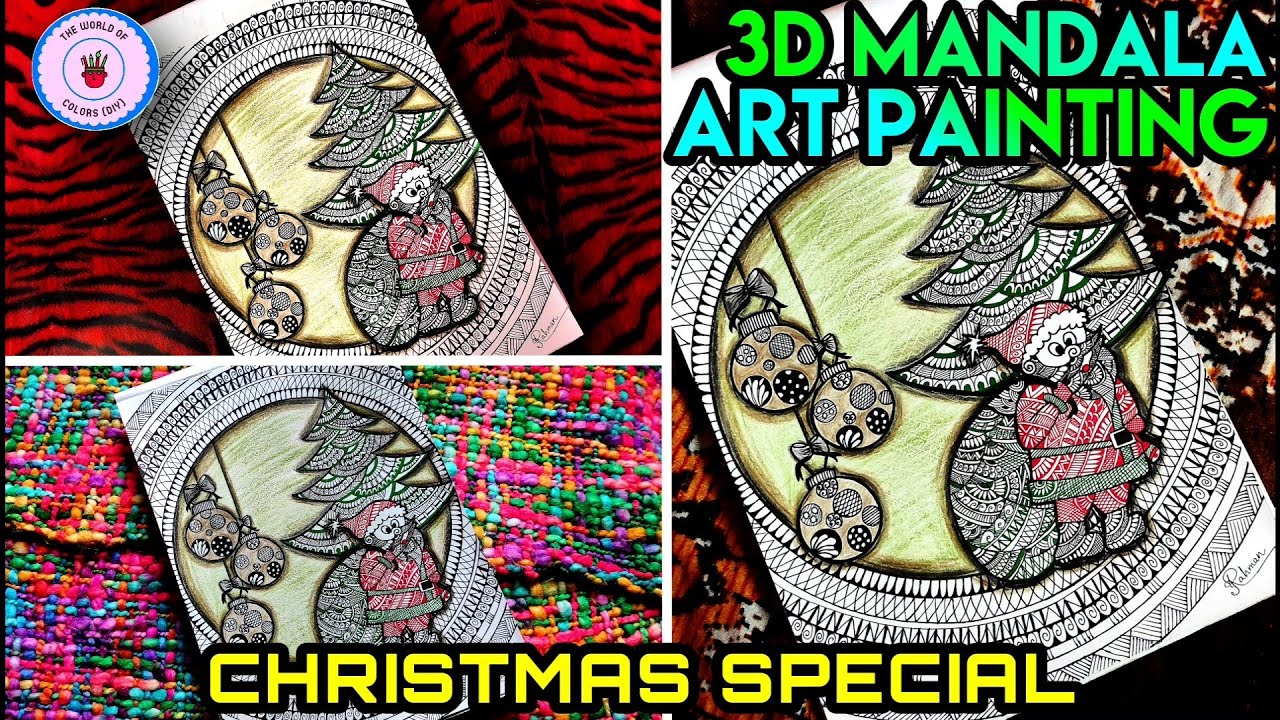 3D SANTA CLAUS CHRISTMAS Special Mandala Art [Zentangle Art | Doodle Art] #22