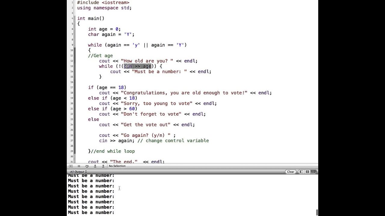C++ Validating Input with a while Loop