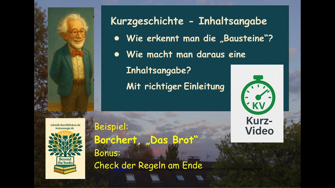 KV: Inhaltsangabe zur Kurzgeschichte: Hier der allgemeine Überblick - mit Regel-Check am Ende