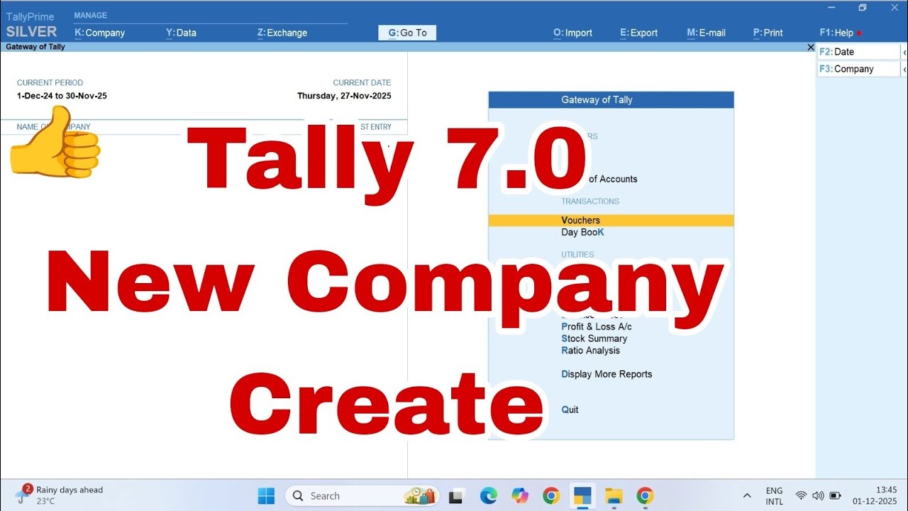 How to Create Company Tally prime 7.0 /Tally Software me company kese bnaye In Hindi me Step by Step