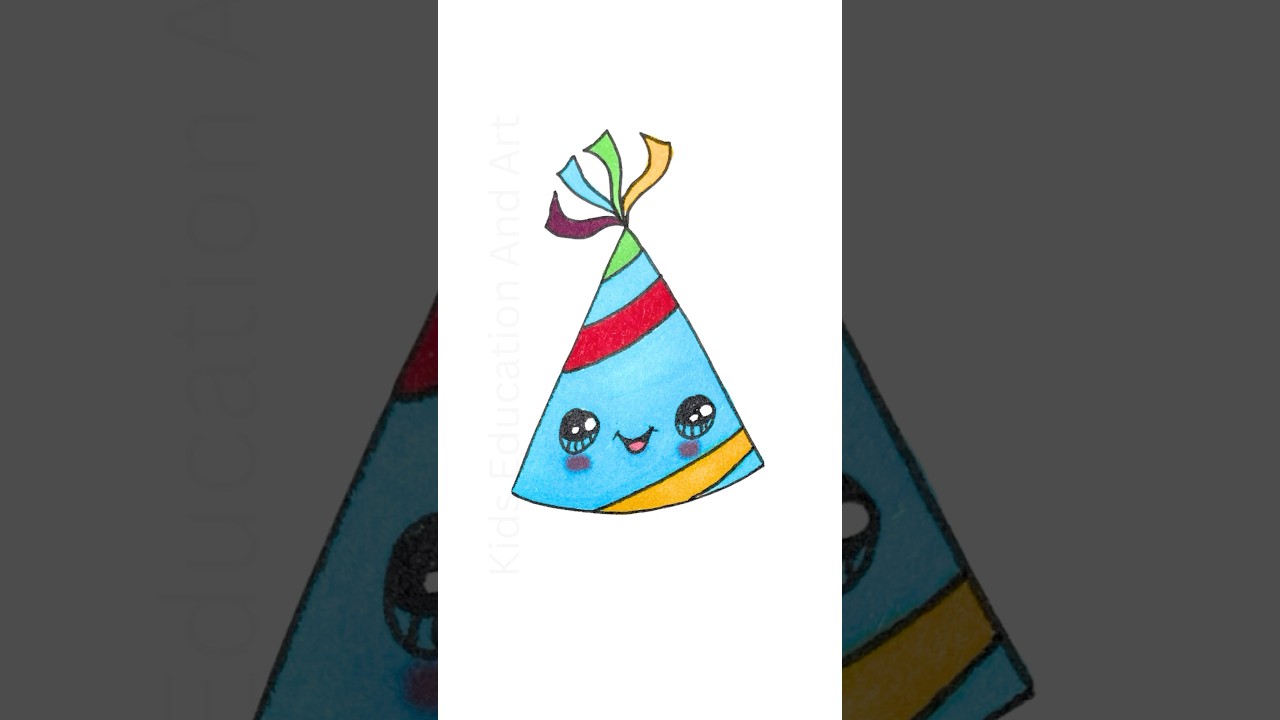 How to draw a birthday party cap, easy drawing for kids #slumberparty #kidsvideo #simple #artforkids