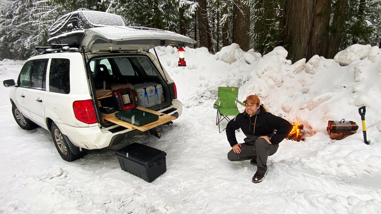 SOLO Winter Camping in Honda Pilot - You Can Too