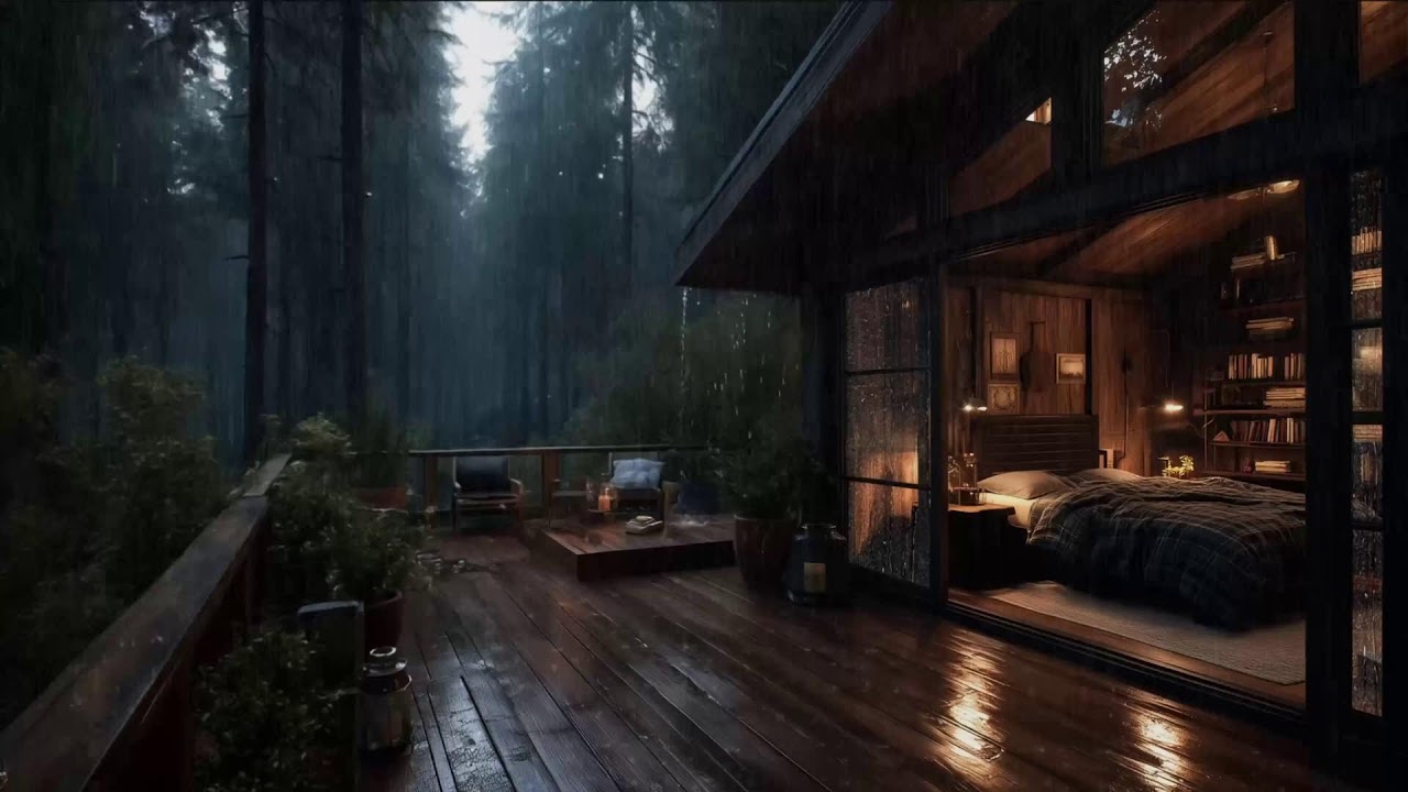 Calm soft piano jazz & Forest Rain 🌧️ midnight jazz for Studying, Sleeping. Deep Relaxation