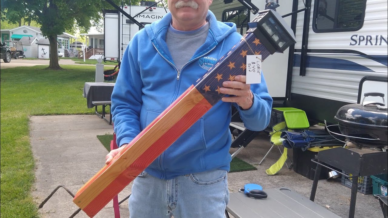 Easiest money making wood project, patriotic solar light post.