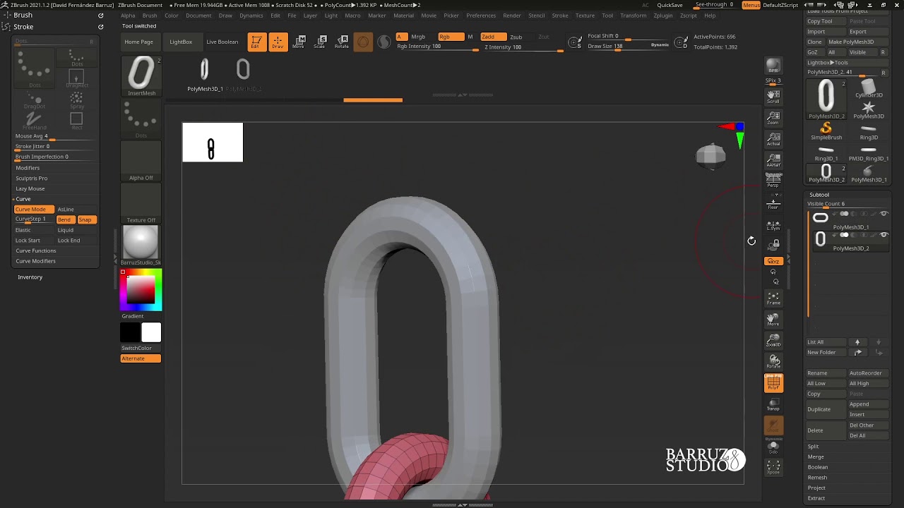 Crea un pincel de cadena real en ZBrush con eslabones independientes