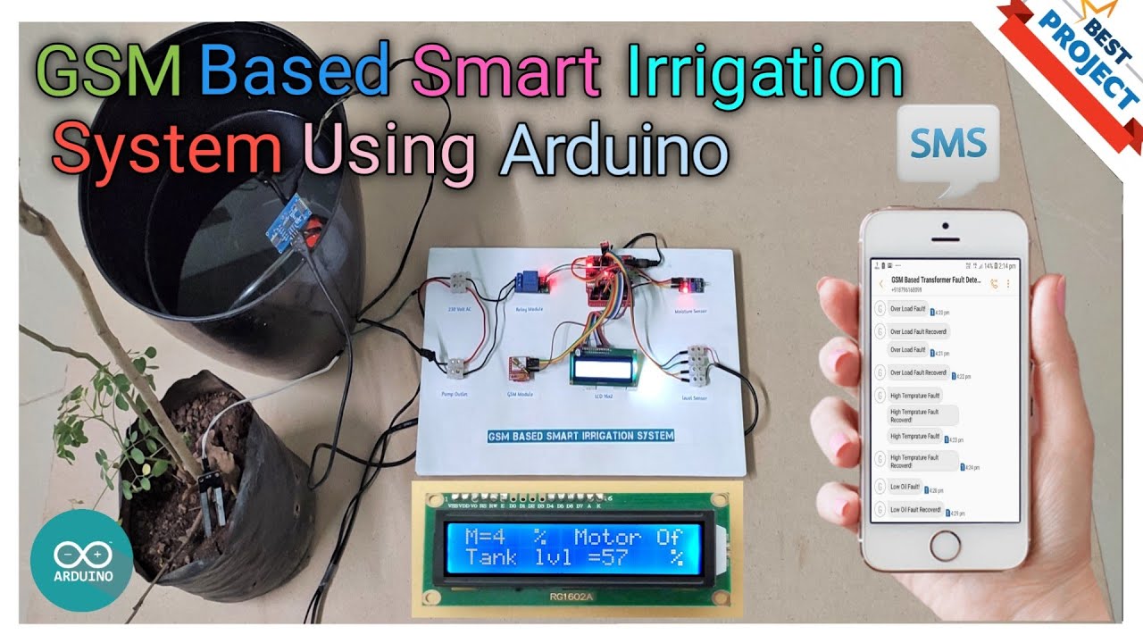 37. GSM Based Smart Irrigation System Using Arduino | Moisture | Tank level | SIM800L | Automatic