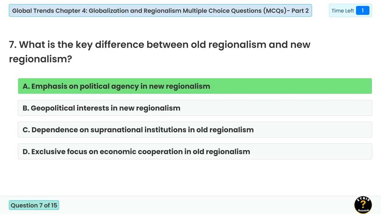 Global Trends Chapter 4: Globalization and Regionalism MCQs Part 2 | #MCQs