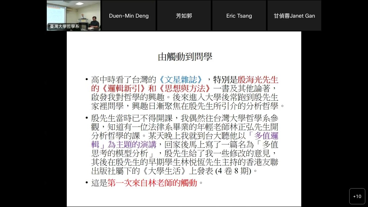 紀念林正弘教授論壇二「林正弘的傳承：分析哲學與中國哲學」