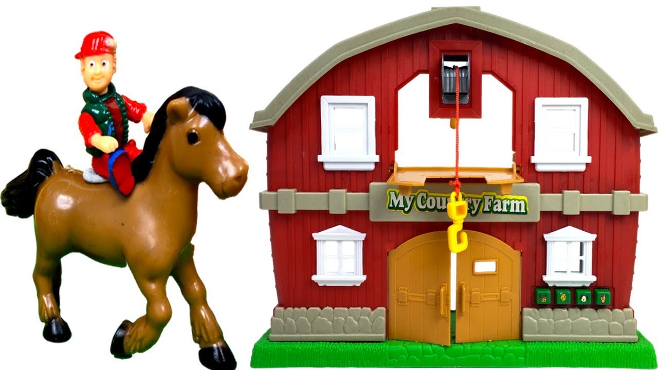 GRANJA DE LOS ANIMALES Y VIDA AL CAMPO CON TRACTOR DE JUGUETE EDIFICIOS VACA PERRITO CABALOS Y OVEJA