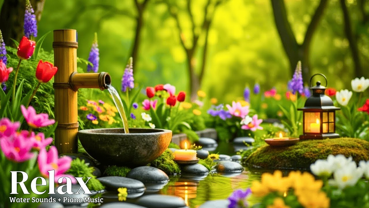Healing Music for Inner Peace 🌿 Peaceful Piano with Bamboo Water Sounds to Calm Anxiety & Depression