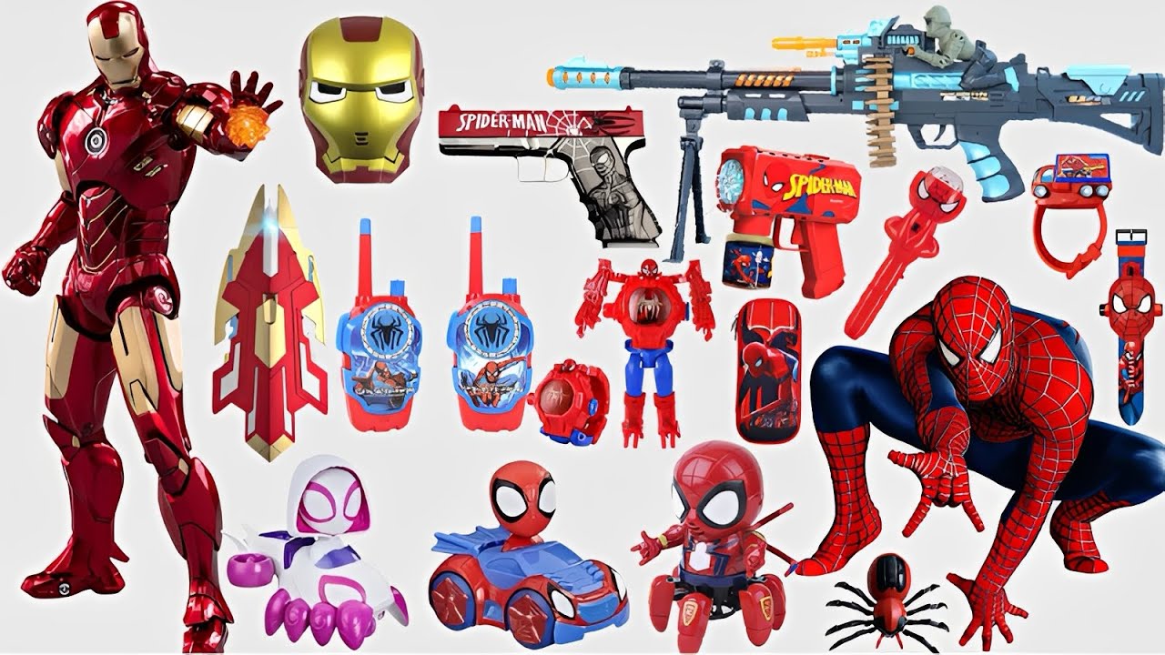 Marvel Spider-Man series unbox,popular Spider-Man action dolls,Spider-Man popular electric toy gun