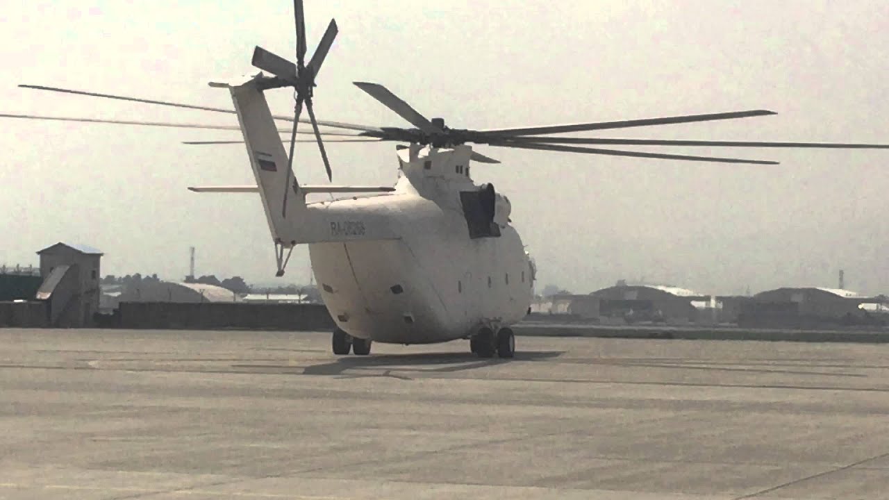 Mi-26 The Largest Helicopter in the World Loads a Fuel Truck in Kabul, Afghanistan