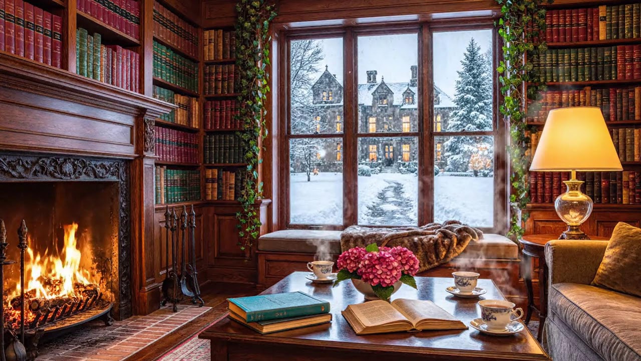 Good Mood Winter Jazz Piano 🎹 Cozy Coffee Shop & Fireplace Sounds (LIVE)