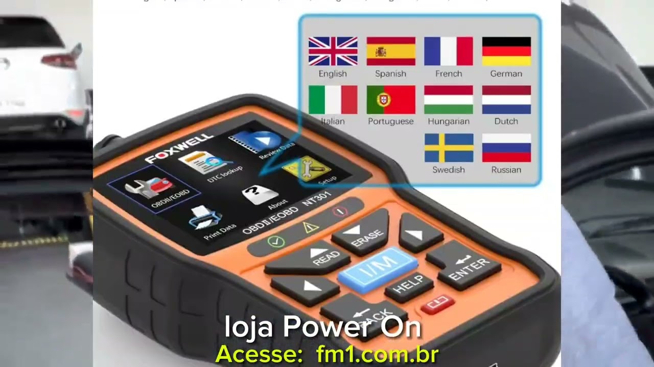 FOXWELL NT301  OBD2  SCANNER AUTOMOTIVO DEMOSTRAÇÃO.