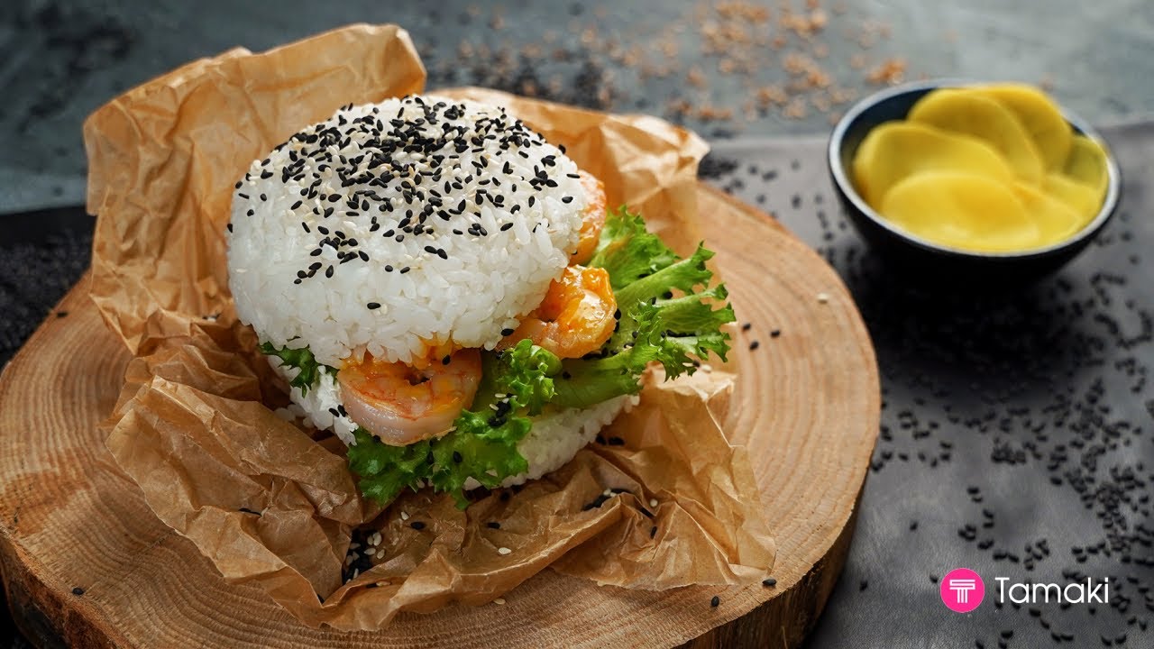 Rice burger with shrimp