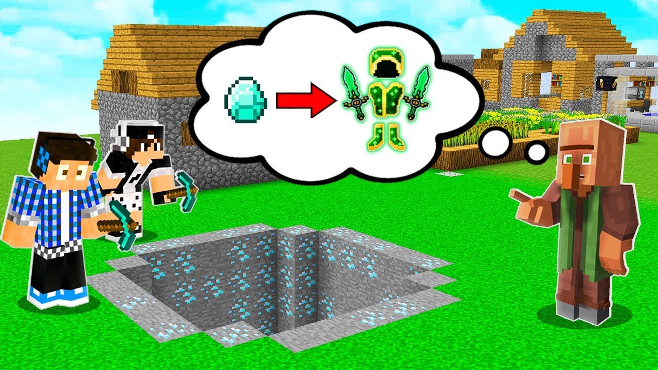 QUEM CONSEGUE COMPLETAR OS DESAFIOS DO VILLAGER PRIMEIRO GANHA UMA SUPER ARMADURA NO MINECRAFT