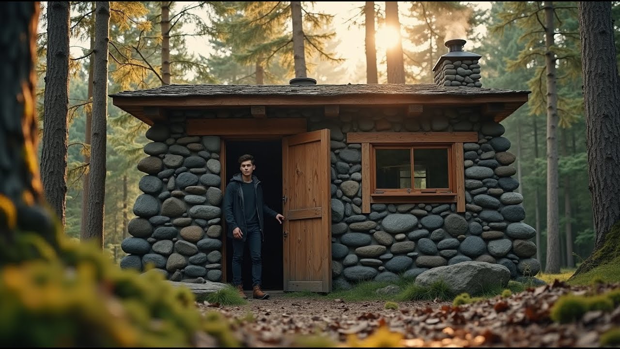 Stone Survival House in the Forest – A Strong, Safe, and Warm Shelter