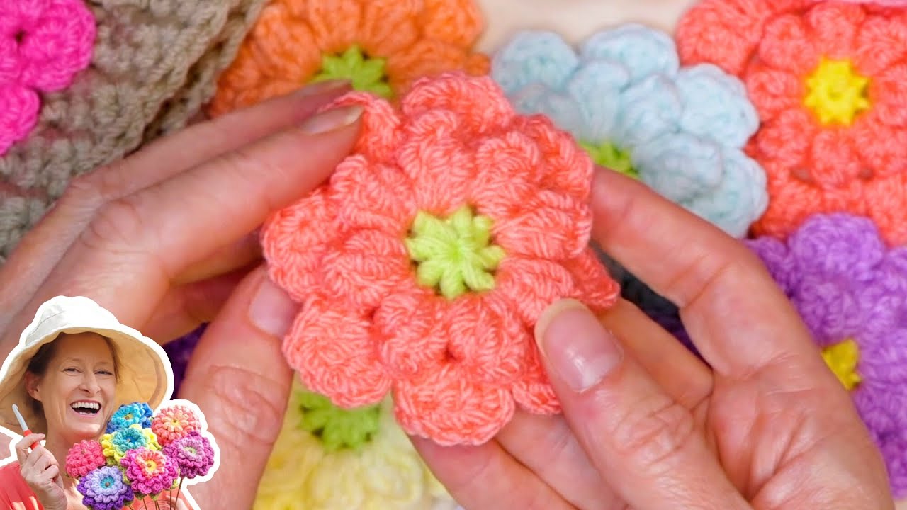EASY Crochet Flower Applique for Hats, Scarves & Accessories!