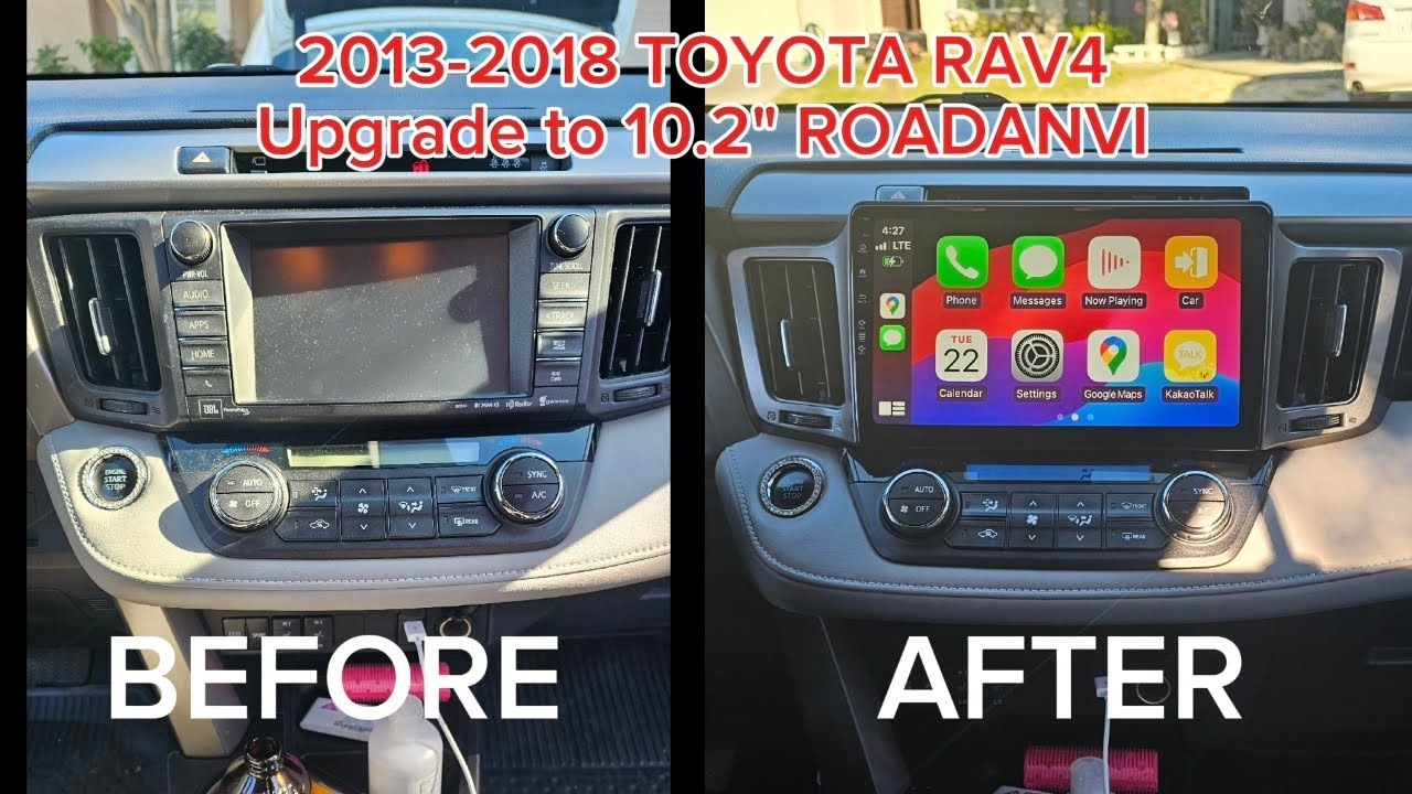 Обновление головного устройства TOYOTA RAV4 2013–2018 годов до 10,2-дюймового сенсорного экрана о...