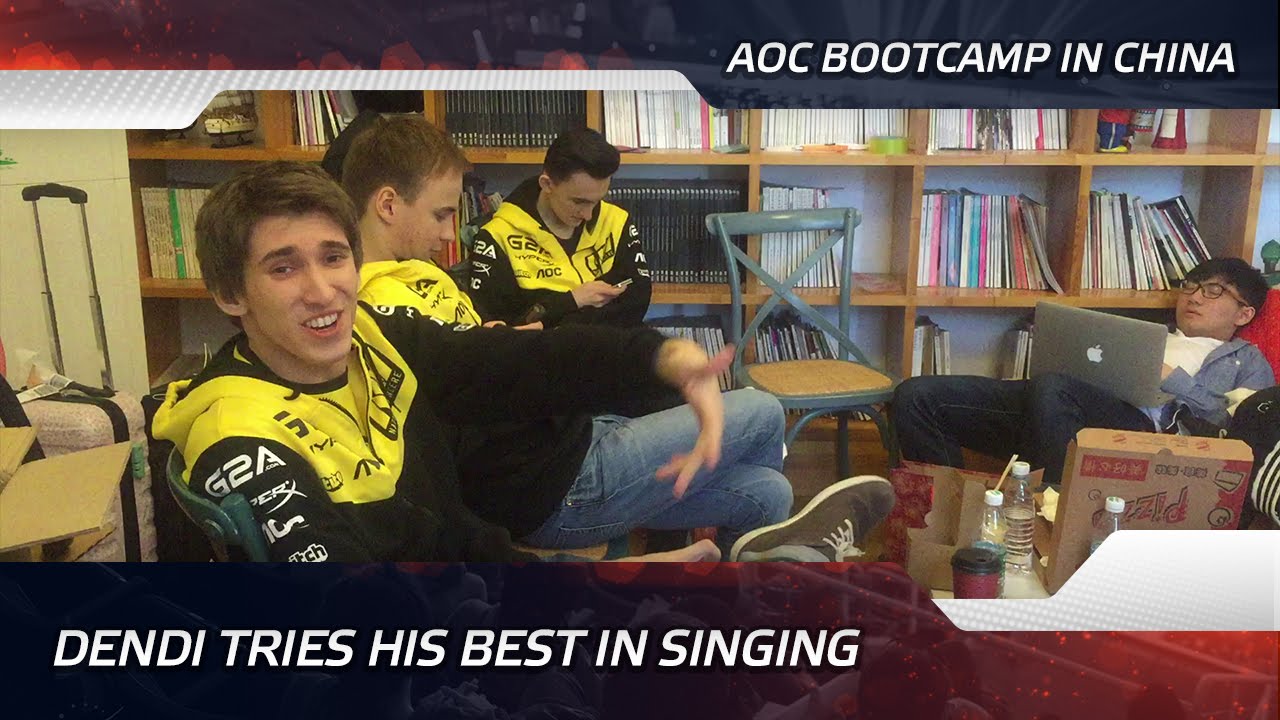 Na`Vi AOC Bootcamp in China - Dendi tries his best in singing