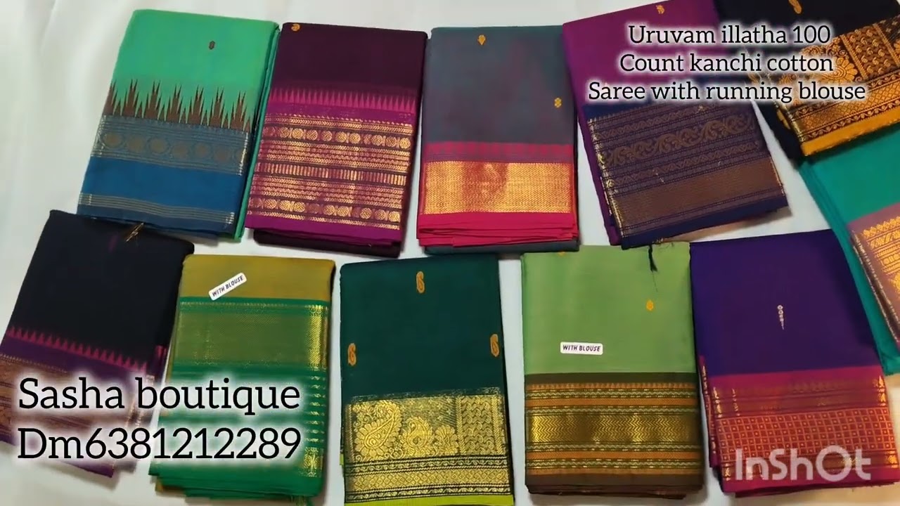 🎉Uruvam illatha 100 count kanchi cotton saree with running blouse🎉 (Butta)@Sashaboutique2024 