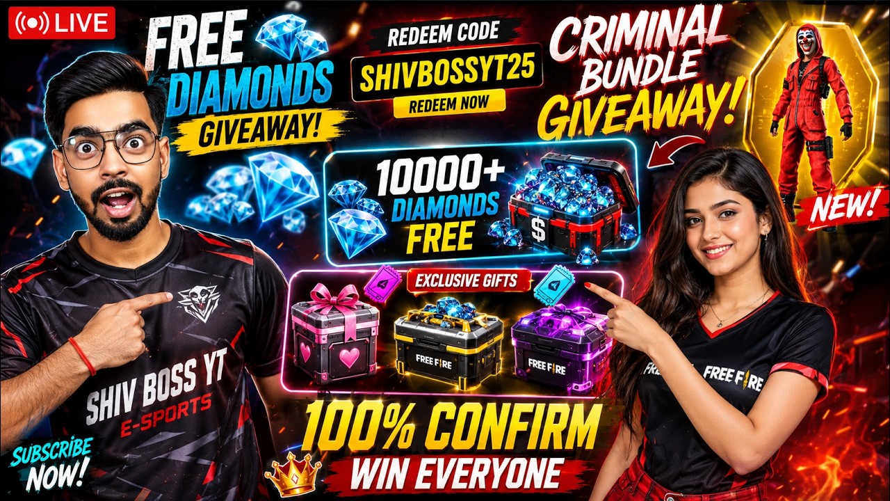 🔴  FREE DIAMONDS 💎 BAS LIVE ME AAO 😱 FREE FIRE GIVEAWAY 🔥| FREE FIRE |