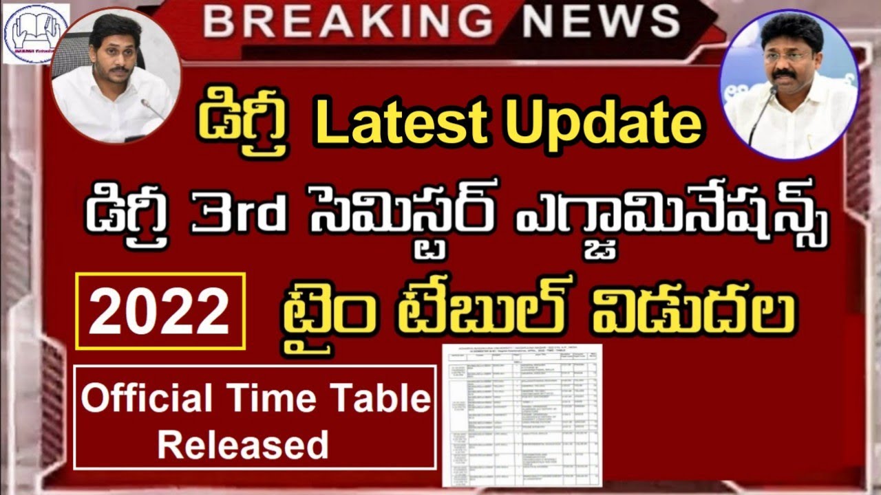 Degree 3rd Semester Examination Time table 2022 | degree 3rd sem exam time table