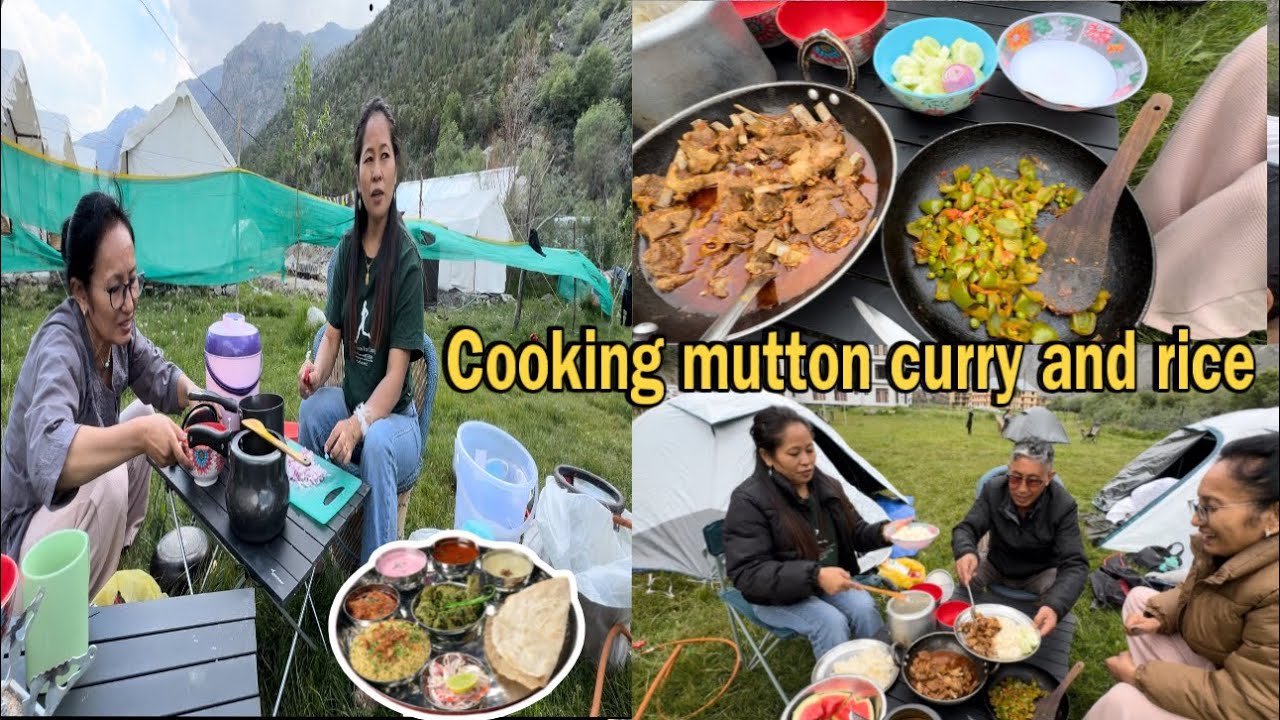 Camping in Jispa valley⛺️#cooking mutton curry #tibetan vlogger