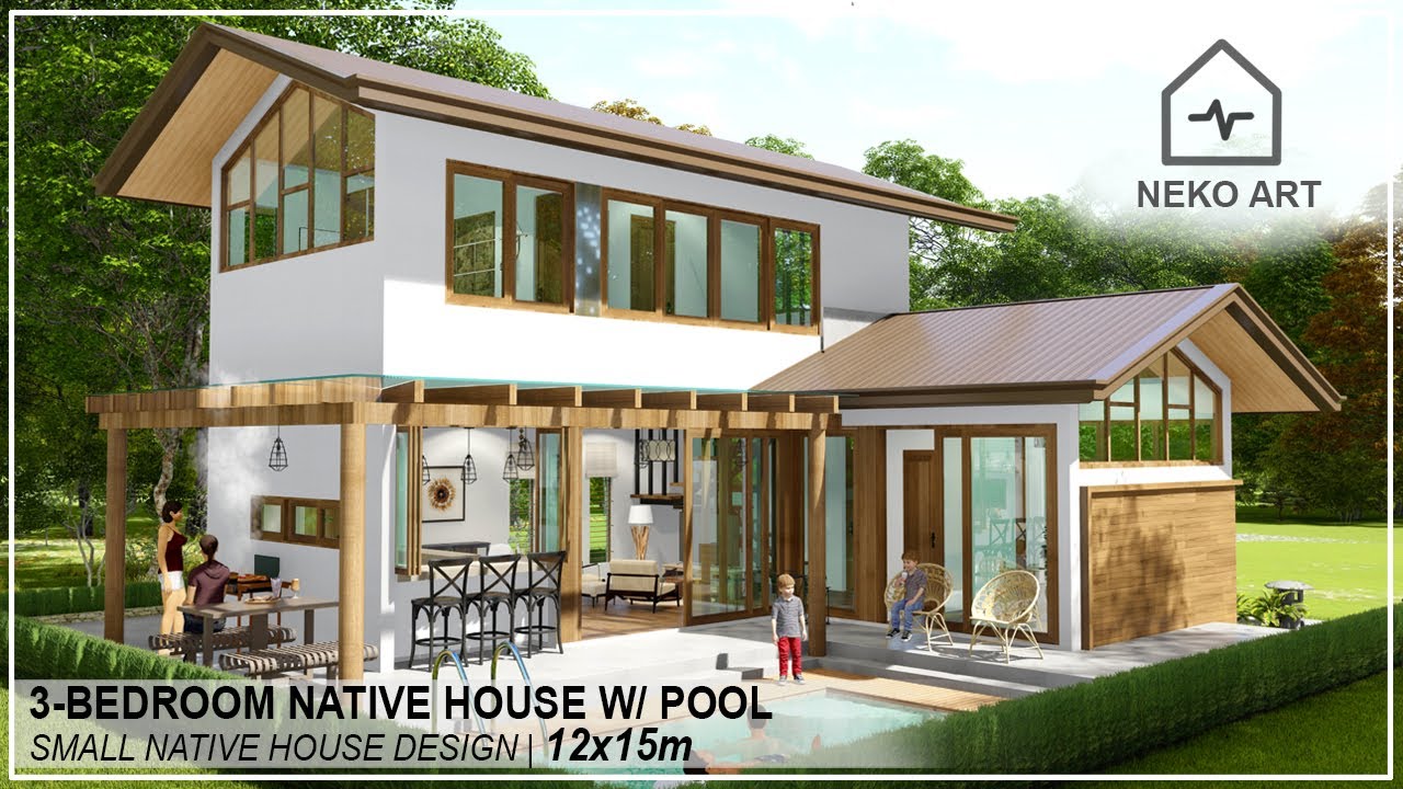 Ep-26 | 3 BEDROOM SMALL HOUSE DESIGN with small POOL (12x15m LOT) - House Design Under 2 Million