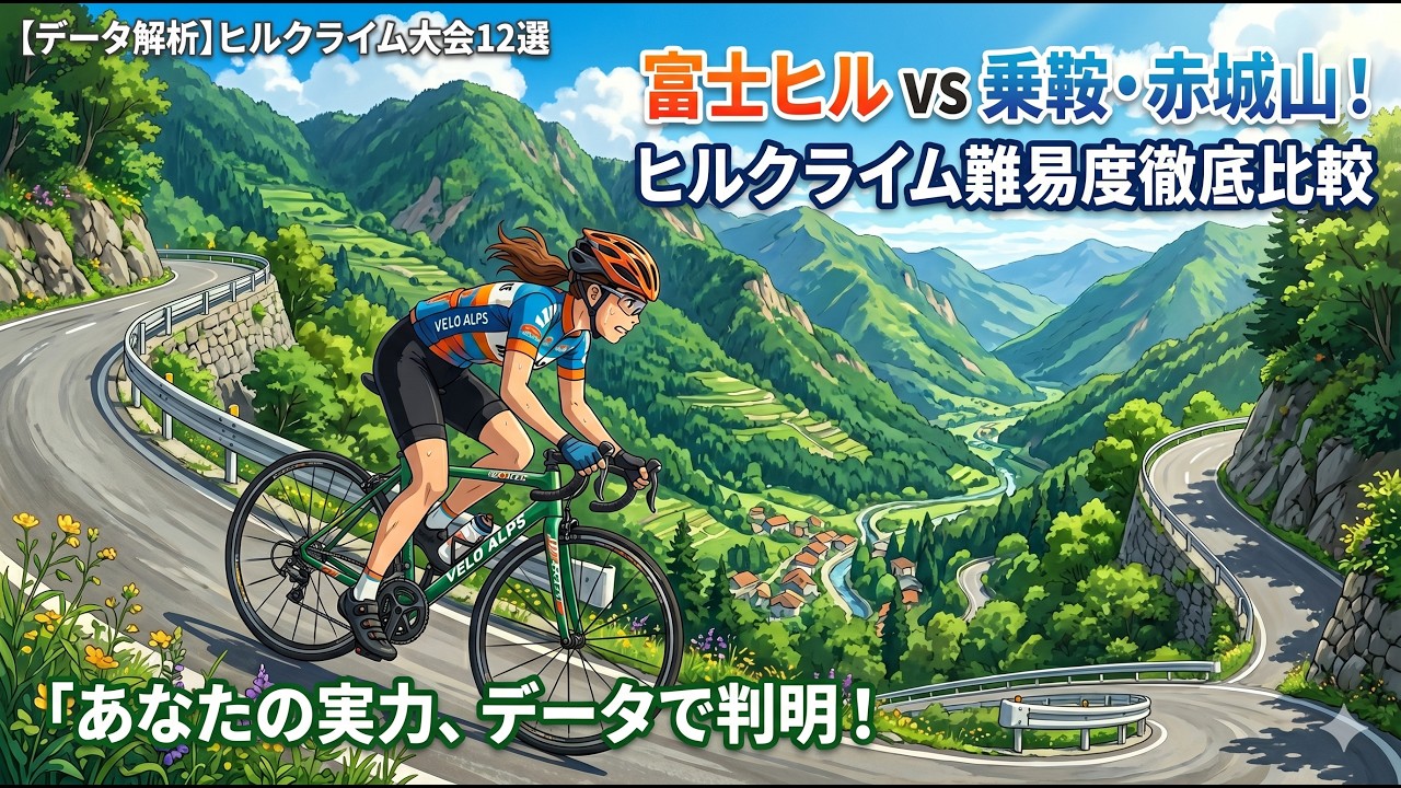 2024年6月～11月ヒルクライム大会（自転車）度数分布＆富士ヒル比較　乗鞍ヒルクライム、まえばし赤城山ﾋﾙｸﾗｲﾑ大会、箱根ヒルクライム他９大会