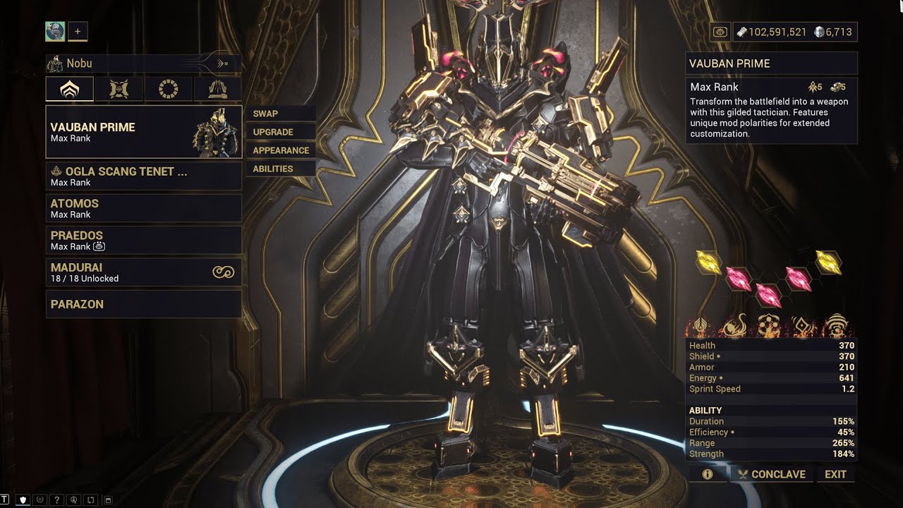 Warframe Maximum Investment - Vauban Prime | Techrot Encore