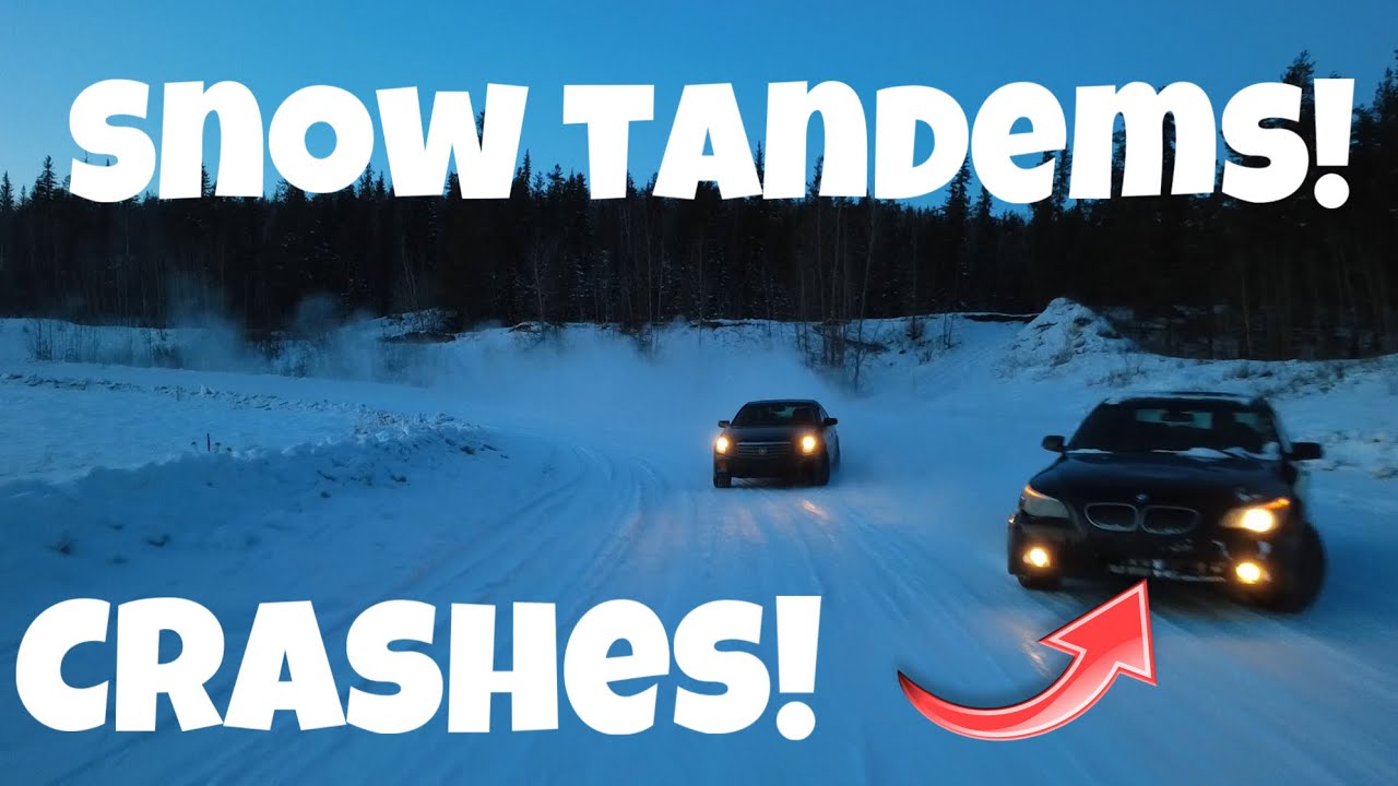BMW and Cadillac tandems in the snow!