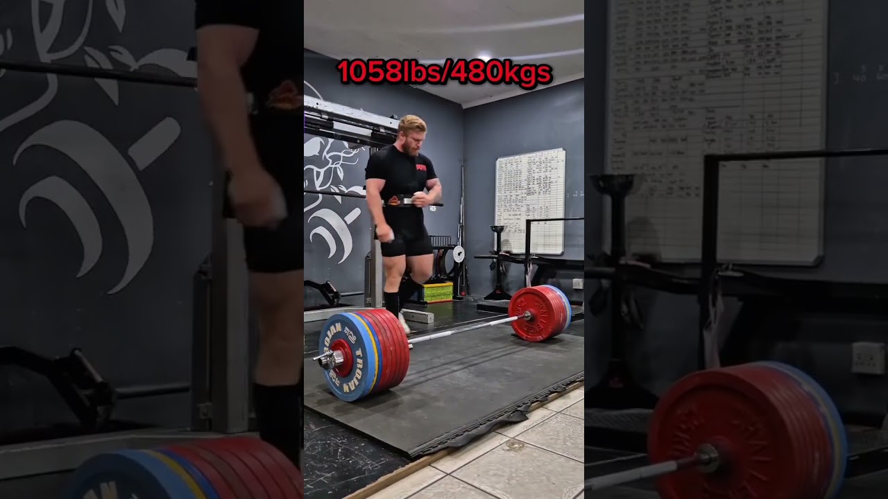 Colton Engelbrecht deadlifts 480kg in training