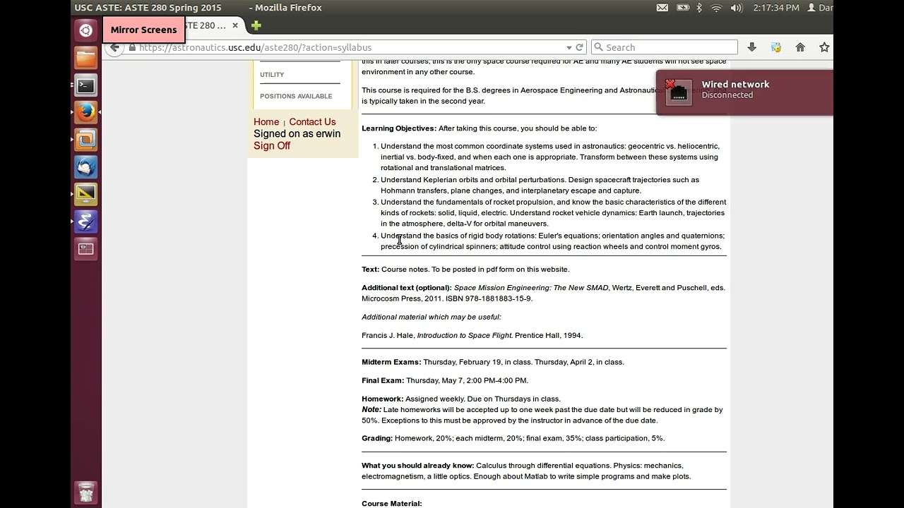 USC Viterbi School of Engineering ASTE 280 Spring 2015: Astronautics and Aerospace. Tues  # 1a: