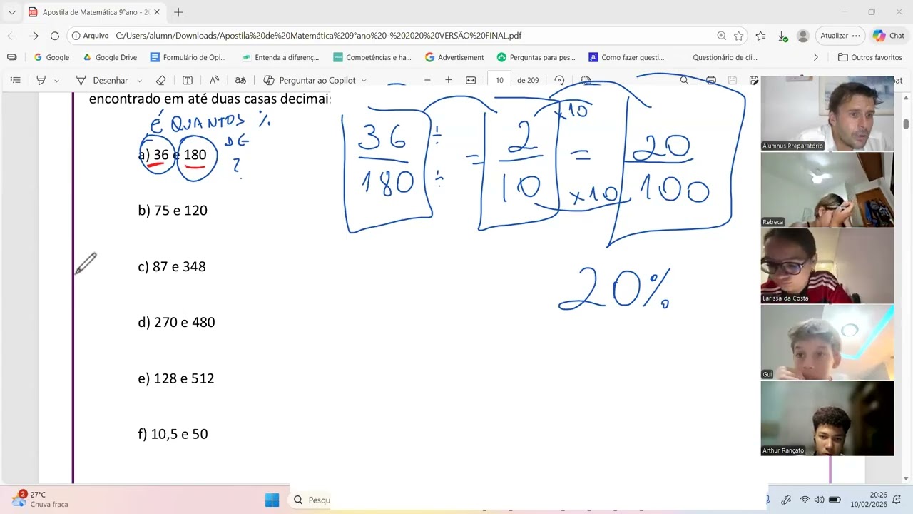 Aula do dia 10 02 2026 porcentagem parte 1