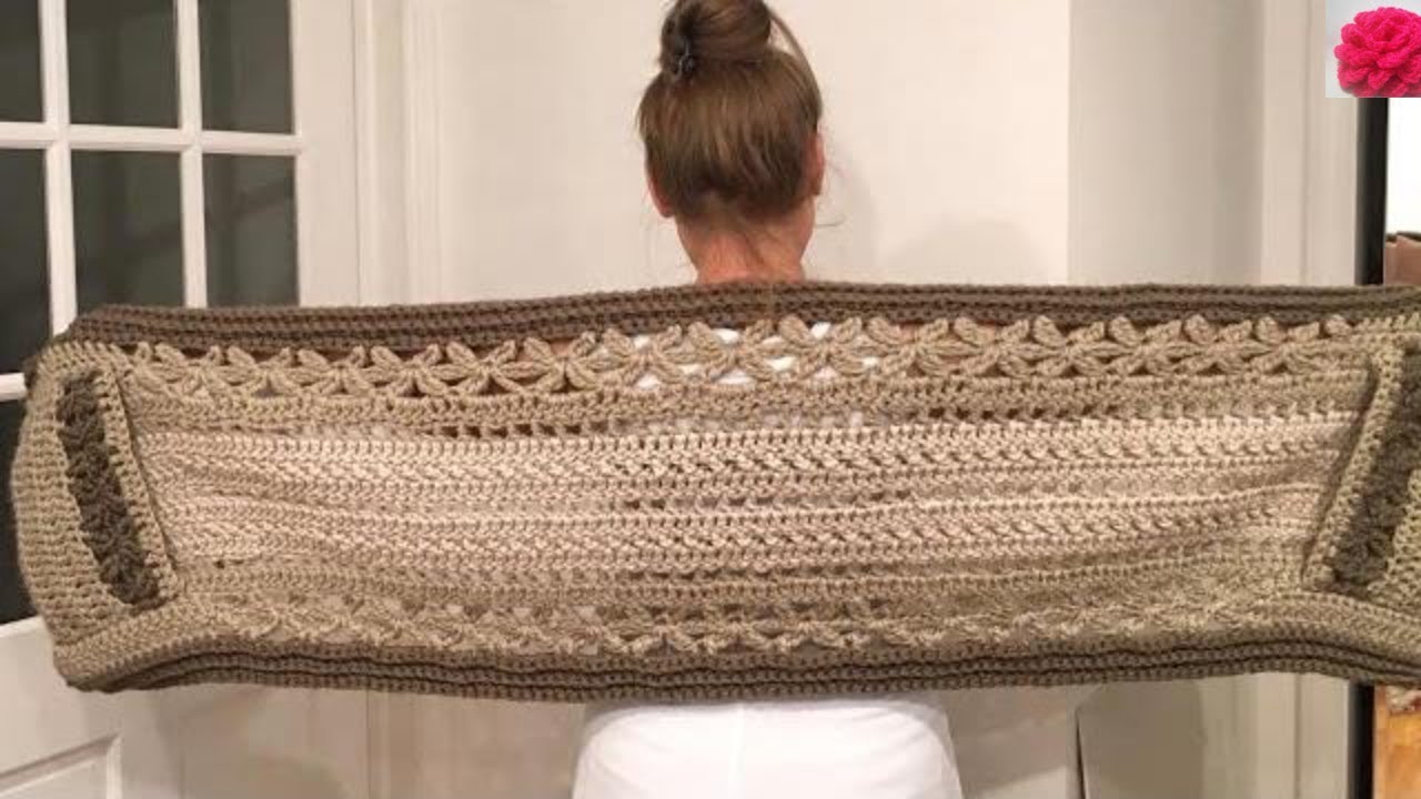 Crochet pocket chunky shawl by Valentina PART 2 (Learn to crochet a pocket Shawl)