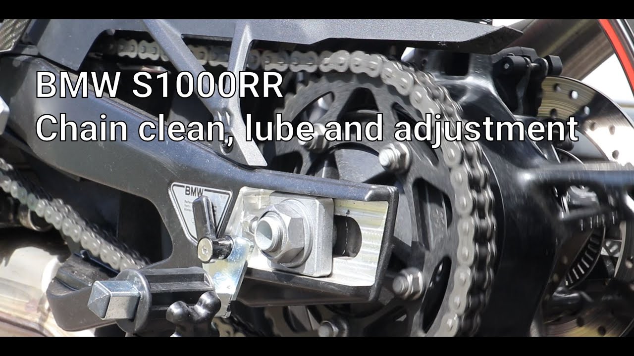 BMW S1000RR Chain clean, lube and adjustment