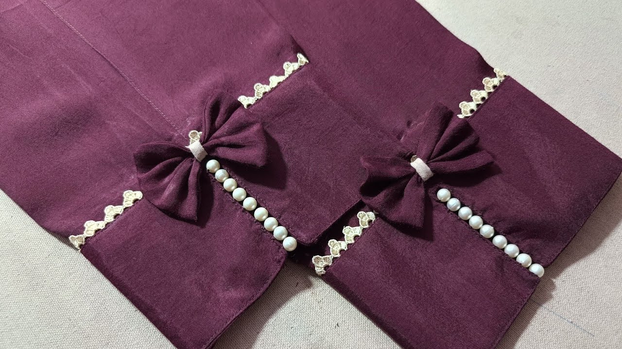 Bow और pearls के साथ बनाएं खुबसुरत pant plazo का design | beautiful Bow pant design |mzm tailor tech