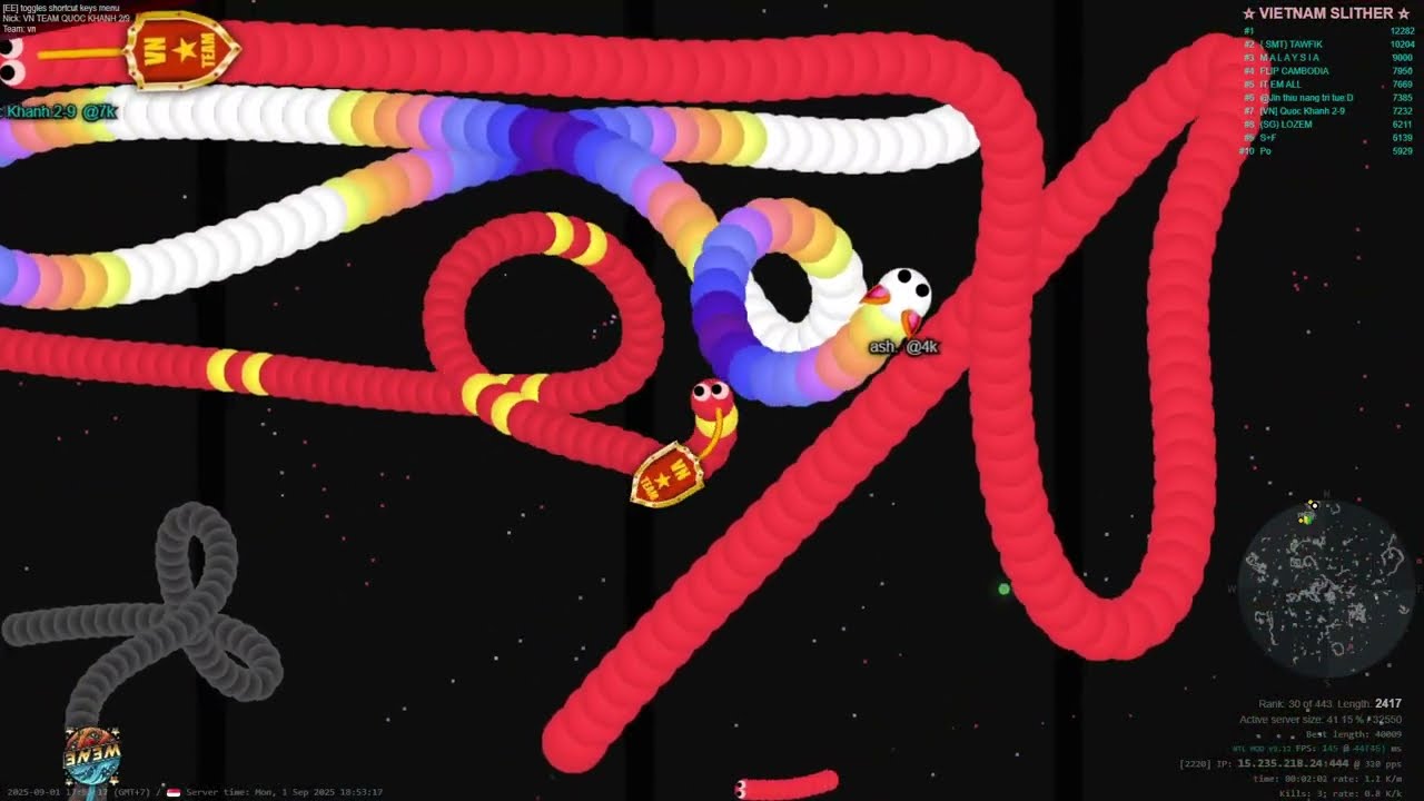 【Slither.io】Live Stream 01.09.25 ::: VN TEAM MUNG QUOC KHANH 2/9