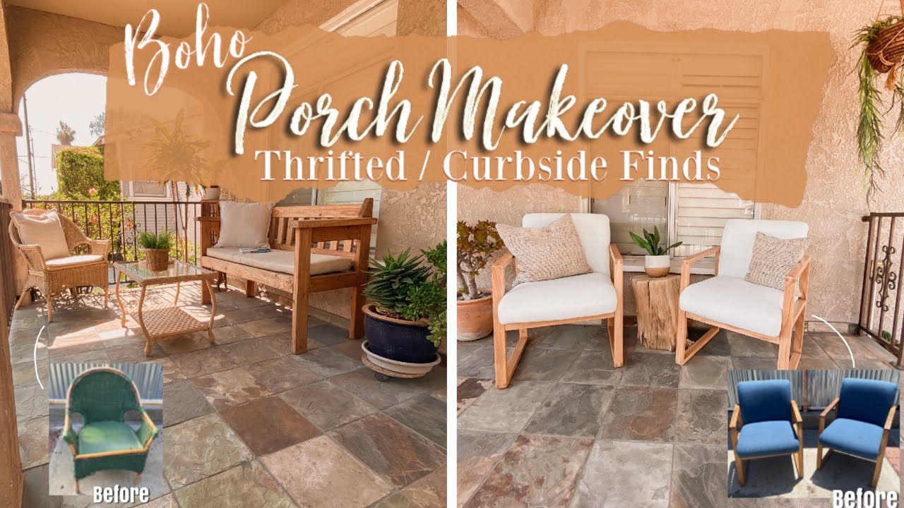 Boho Porch Makeover // All Thrifted & Upcycled Furniture