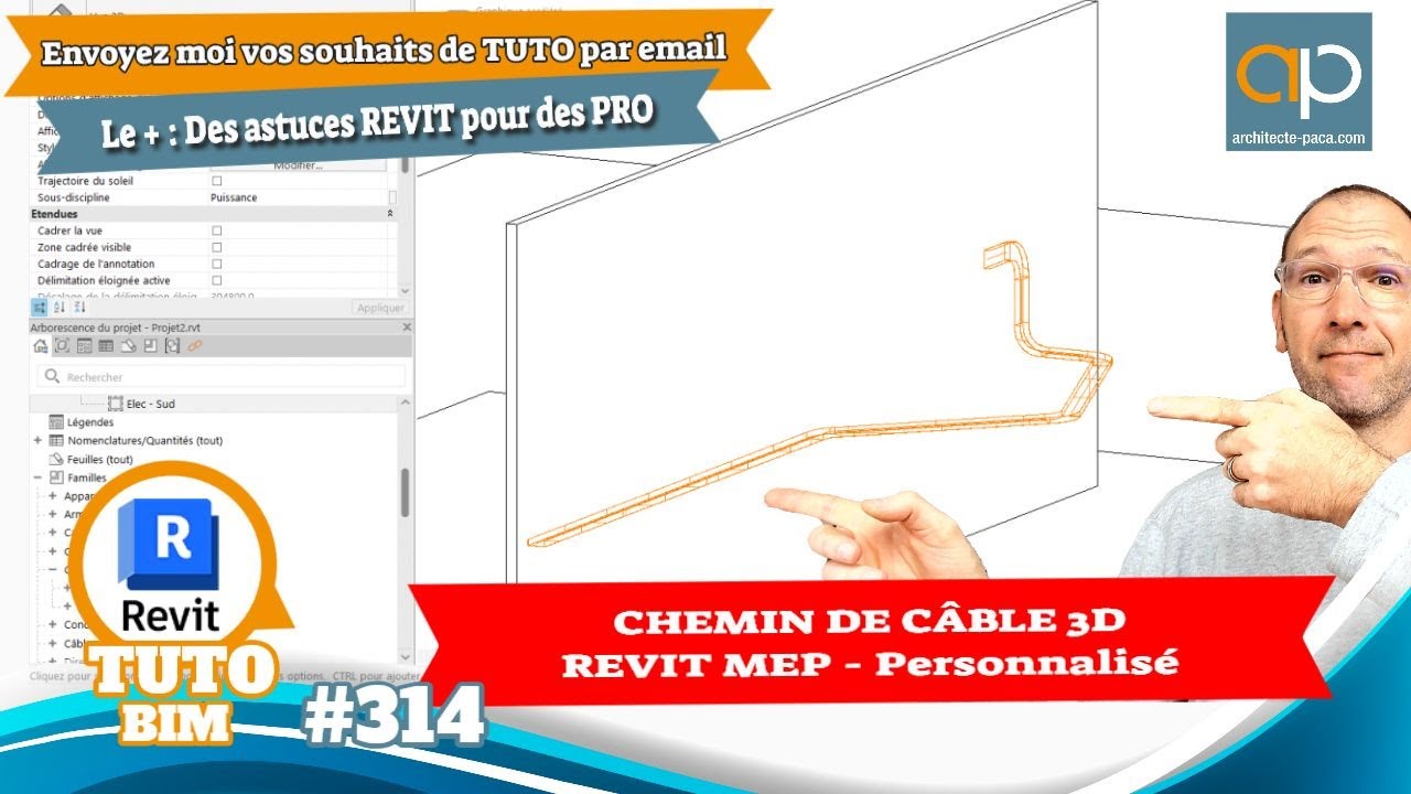 REVIT MEP - Chemin de câble en 3 dimensions et câble fil rapide astuce TUTO 314 gratuit