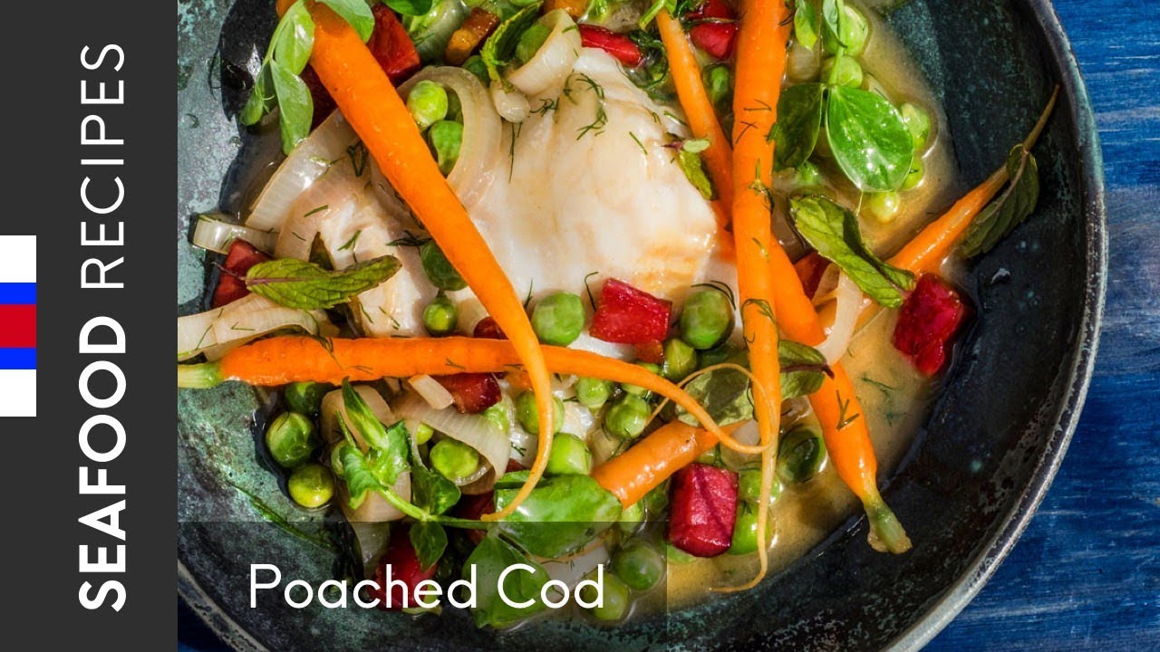 Poached Atlantic cod & French style peas | Recipe