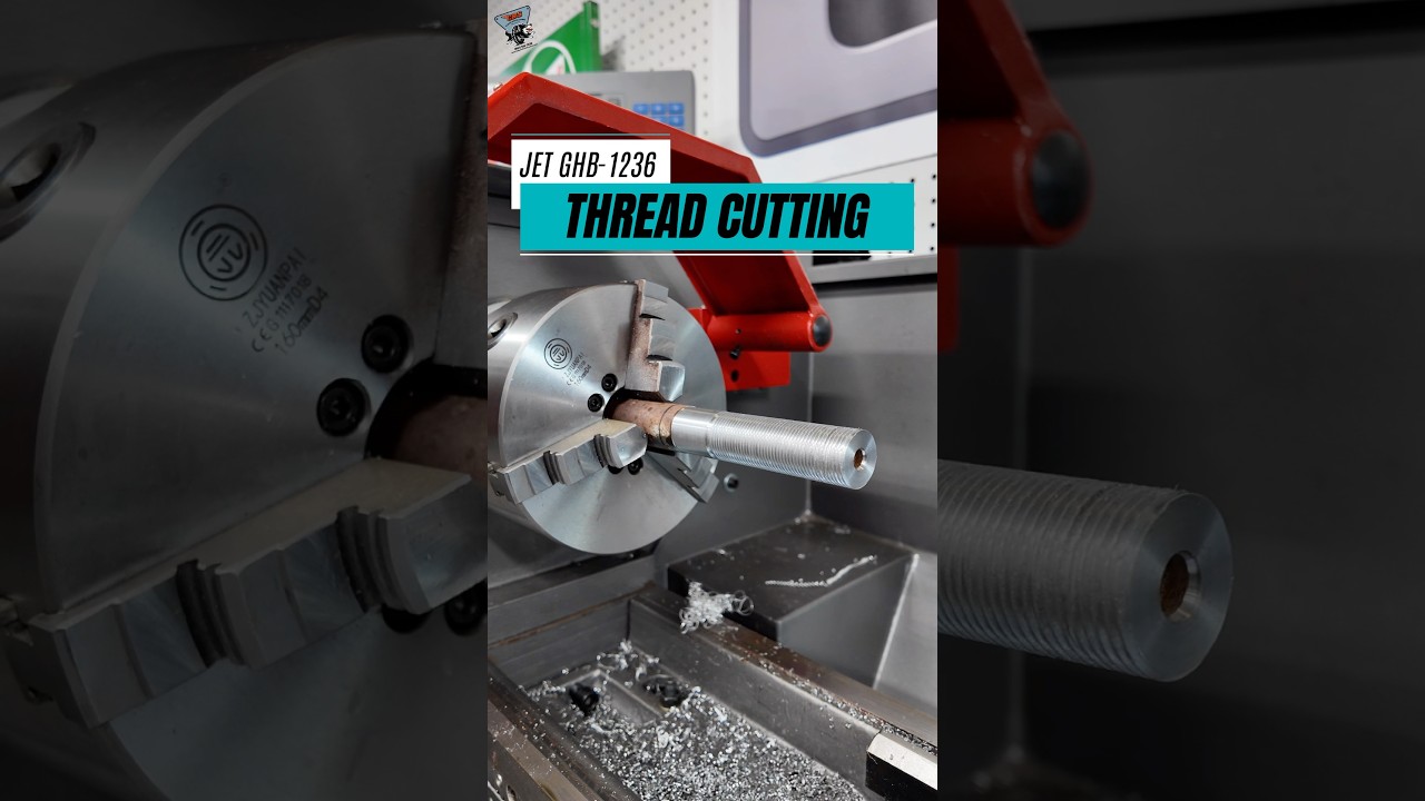 Finally got to cut some threads (1&rdquo; x 14) on the new JET GHB-1236 lathe 💪🏾 #domorewithjet
