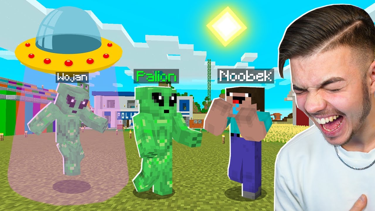 INWAZJA KOSMITÓW TROLL na NOOBKU w Minecraft! (najśmieszniejsze)