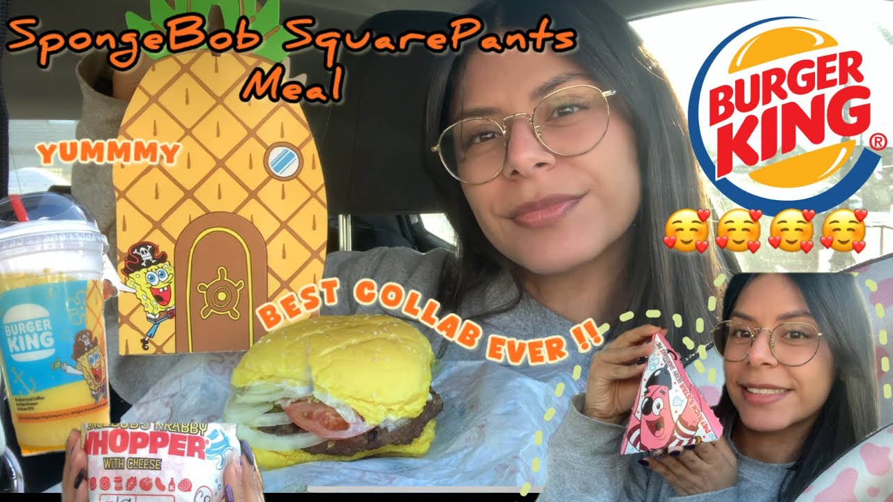 Eating Burger King SPONGEBOB Meal !🥰🍔