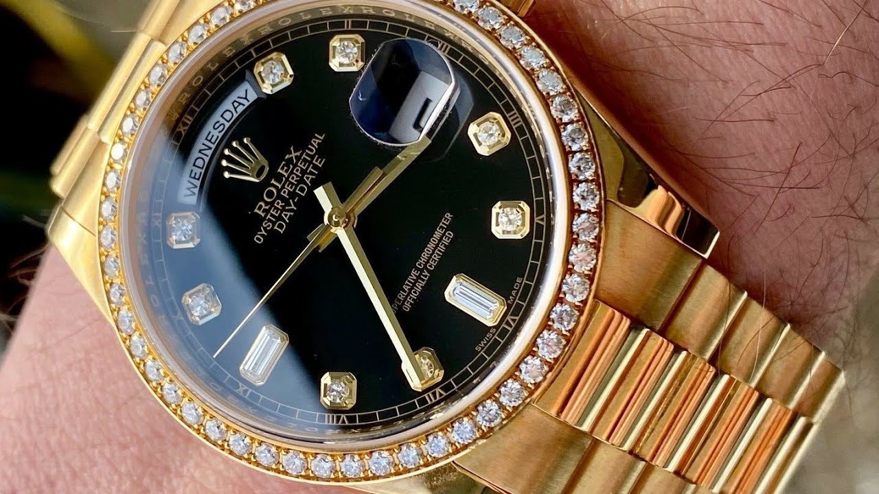 Часы Rolex Day Date President Factory Diamond Bezel с бриллиантовым безелем